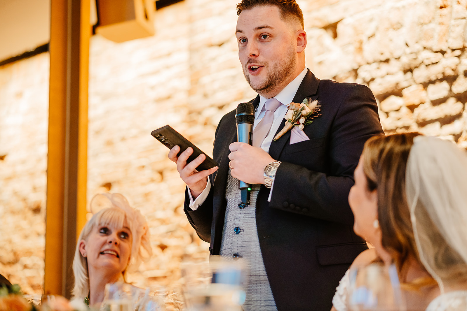 Groom speaking during wedding speech